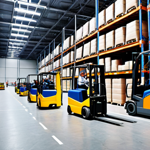 Home 11 ** A modern logistics warehouse in Russia, bustling with activity. Show trucks being loaded and unloaded, forklifts moving pallets, and workers using handheld devices. Emphasize the use of technology, like barcode scanners and digital displays. The overall feel should be efficient and high-tech.
**