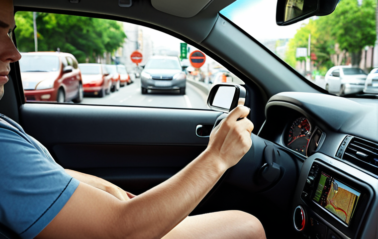 **A calm and focused driver, hands gently on the steering wheel, navigating through a bustling city intersection at rush hour. The driver's expression is serene, demonstrating mental resilience amidst dynamic traffic. In the passenger seat or on the dashboard, subtle elements like a travel mug or a planned route on a GPS screen hint at preparedness for long journeys. Emphasize concentration, composure, and a sense of controlled peace. Realistic photography, cinematic light, shallow depth of field, natural colors.**