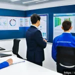 Home 19 교통업계 필수 자격증 - A professional transport industry training center classroom scene in Russia, showing a diverse group...