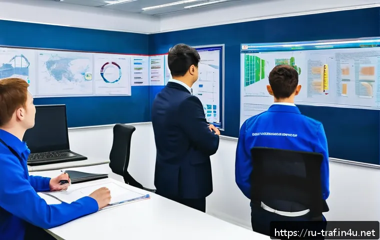 교통업계 필수 자격증 - A professional transport industry training center classroom scene in Russia, showing a diverse group...