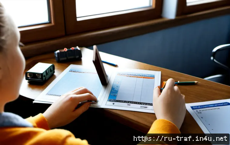 Home 17 교통 자격증 합격 전략 공유 - Photorealistic Russian driving theory exam preparation scene, a focused adult learner at a tidy wood...