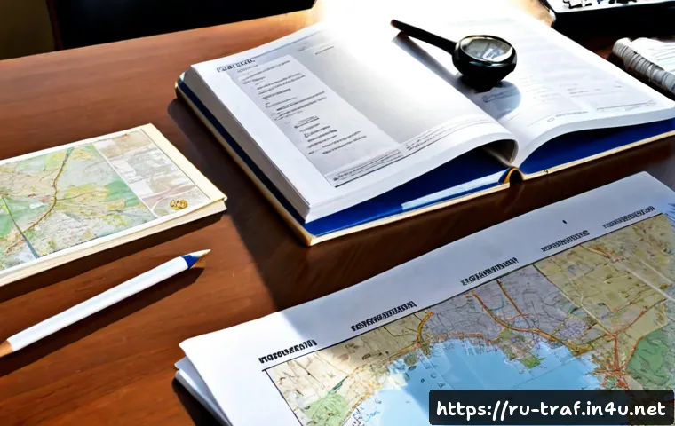 교통직 공무원 준비 전략 - Photorealistic Russian civil service transportation inspector exam preparation scene, a focused youn...